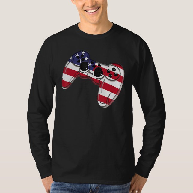 Camiseta Video Game 4th Of July Controller American Flag (Frente)