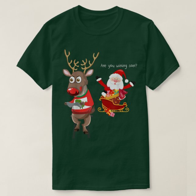 Camiseta video game addictive deer Christmas  (Frente do Design)