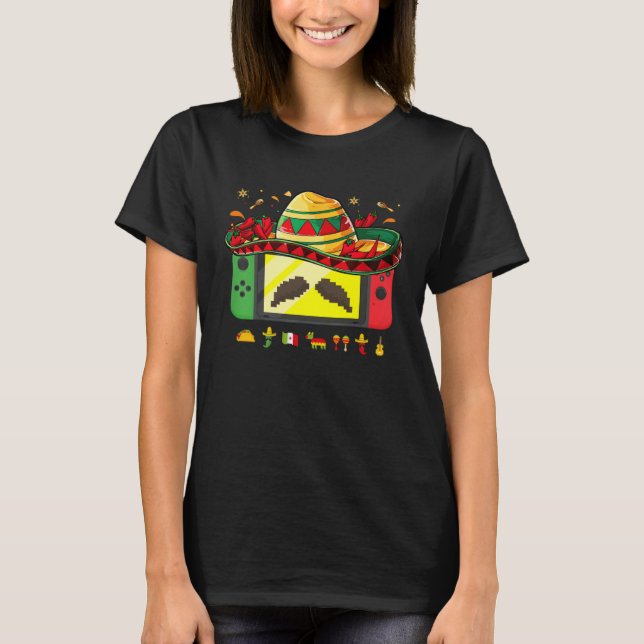 Camiseta Video Game Cinco De Mayo Gamer Let s Fiesta Mexica (Frente)