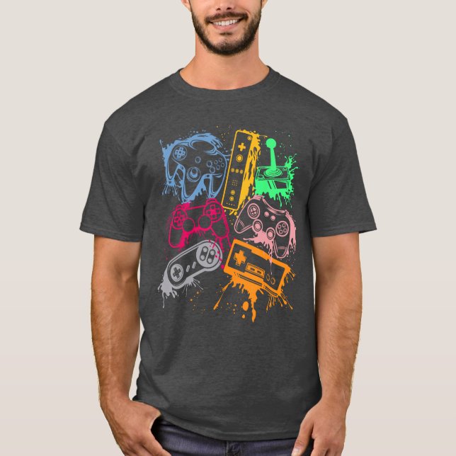 Camiseta Video Game Console Controllers Retro 80s 90s Arcad (Frente)