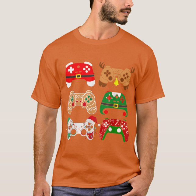Camiseta Video Game Controller Christmas Santa Hat Boys Kid (Frente)