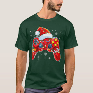 Camiseta Video Game Controller Christmas Santa Hat Gamer Bo