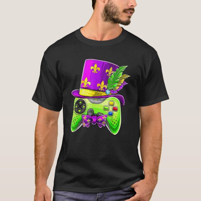 Camiseta Video Game Controller Funny Mardi Gras Gamer E Spo (Frente)