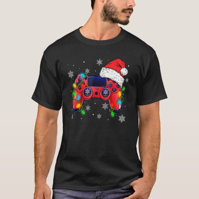 Camiseta Video Game Controller Natal Hat Gamer Bo (Frente)