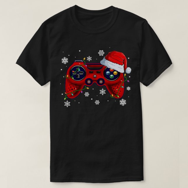 Camiseta Video Game Controller Natal Hat Gamer Bo (Frente do Design)