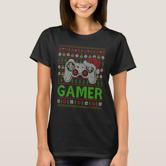 Camiseta Video Game Controller Ugly Xmas Sweater Gamer Chri (Frente)