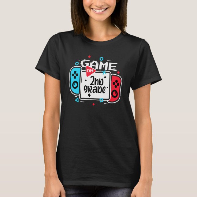 Camiseta Video Game On 2nd Grade Cool Kids Team Second Back (Frente)