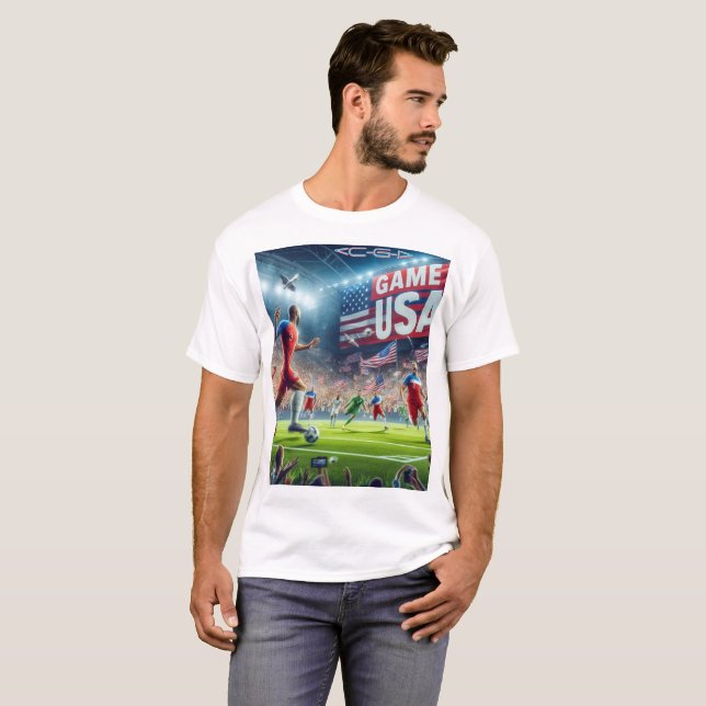 CAMISETA VIDEO GAME USA WORLD CUP ON WHITE (Frente Completa)
