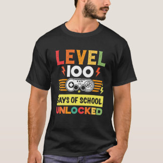 Camiseta Vídeo Gamer 100º Dia 100 Dias De Escola Desbloquea