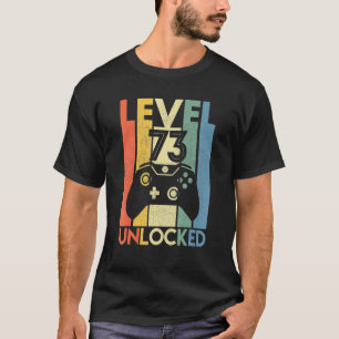 Camiseta Vídeo Gamer 73º Aniversário do Nível 73 desbloquea