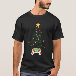 Camiseta Vídeo Gamer Controller Merry Christmas Tree Decor