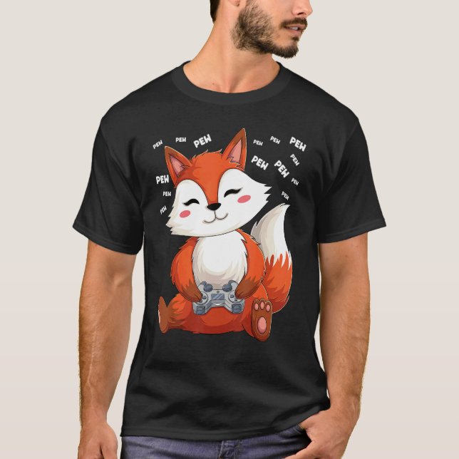 Camiseta Video Gamer Fox Gaming Fox Pew Gamer Kids (Frente)