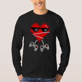 Camiseta Video Gamer Heart Controllers Valentines Day Boys 