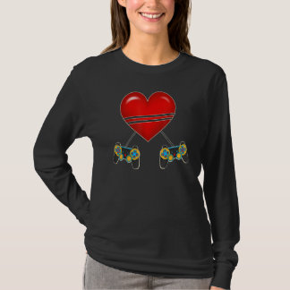 Camiseta Video Gamer Heart Controllers Valentines Day Love 