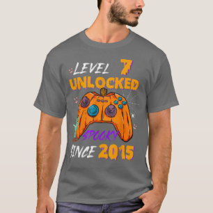 Camiseta Vídeo Gamer Nível 7 Desbloqueado 7 Birthday Spooky