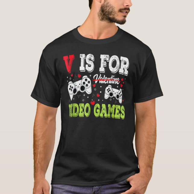 Camiseta Video Gamer Valentines Day With Controllers Heart (Frente)