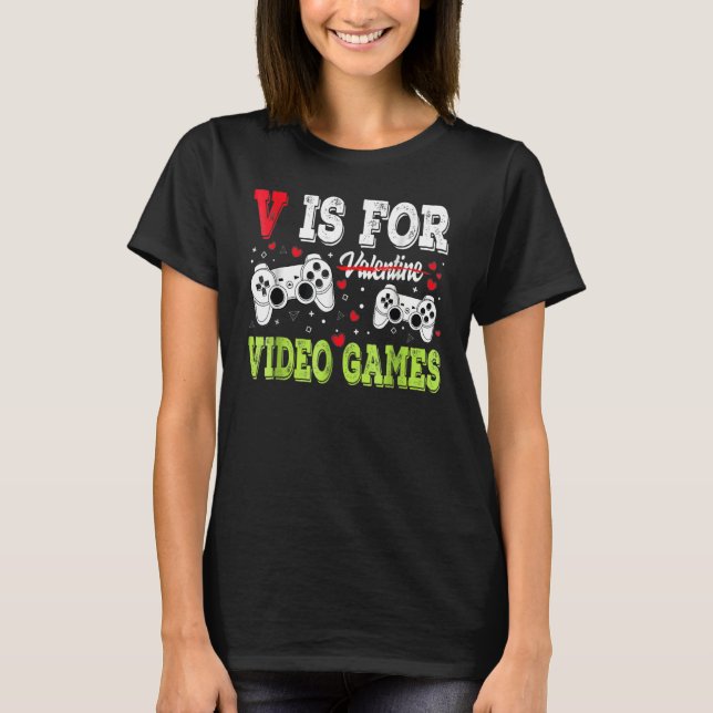 Camiseta Video Gamer Valentines Day With Controllers Heart (Frente)