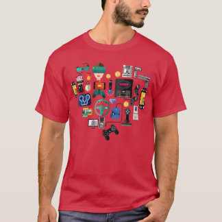 Camiseta vídeo games amor coração jogador jogos gamer amant