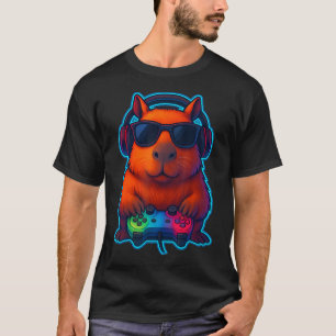 Camiseta Vídeo Games Divertidos de Capivara para Homens, Mu