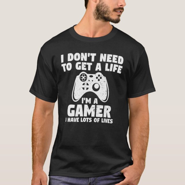 Camiseta video games gamer até eu recriar a citação de piad (Frente)