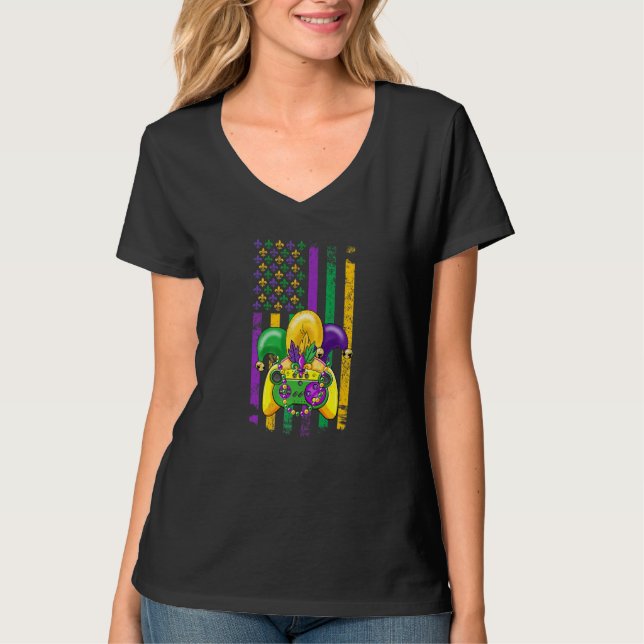 Camiseta Video Games Mardi Gras Carnival Beads American Fla (Frente)