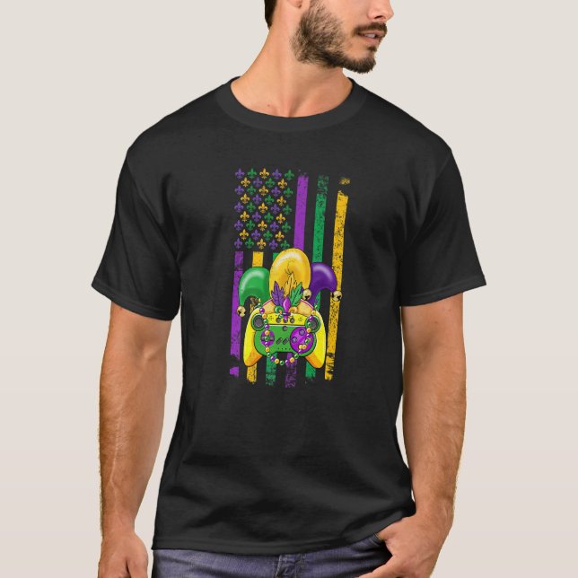 Camiseta Video Games Mardi Gras Carnival Beads American Fla (Frente)