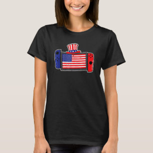 Camiseta Vídeo Jogo 4 de julho Gamer Kids American Flag