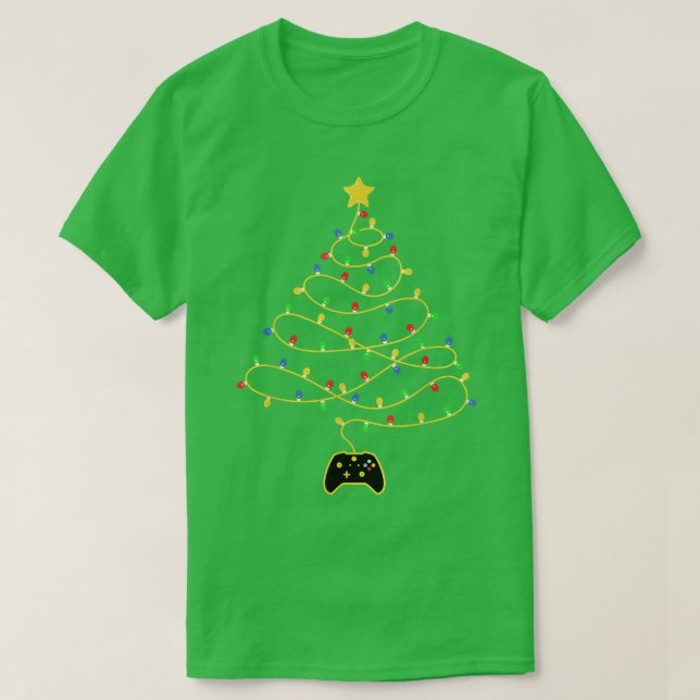 Camiseta Vídeo Jogo Árvore Natal Luzes de jogos (Frente do Design)