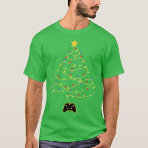 Camiseta Vídeo Jogo Árvore Natal Luzes de jogos