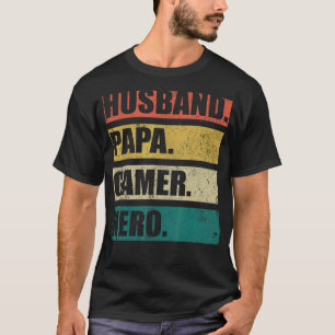 Camiseta Vídeo Jogo das Mens Vintage Marido Papa Gamer Pai