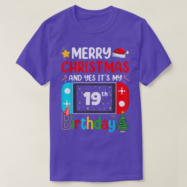 Camiseta Vídeo Jogo Feliz Natal Sim É o meu 19º  (Frente do Design)