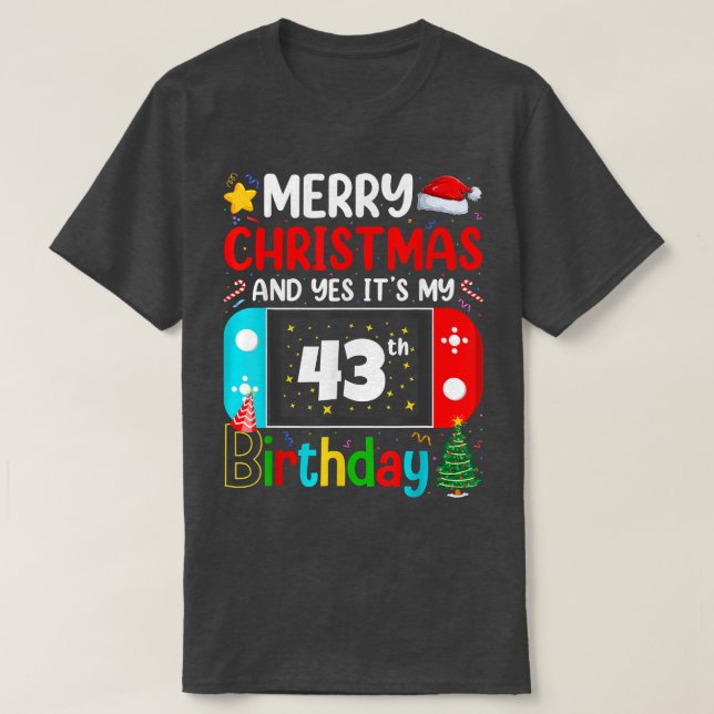 Camiseta Vídeo Jogo Feliz Natal Sim É o meu 43º (Frente do Design)