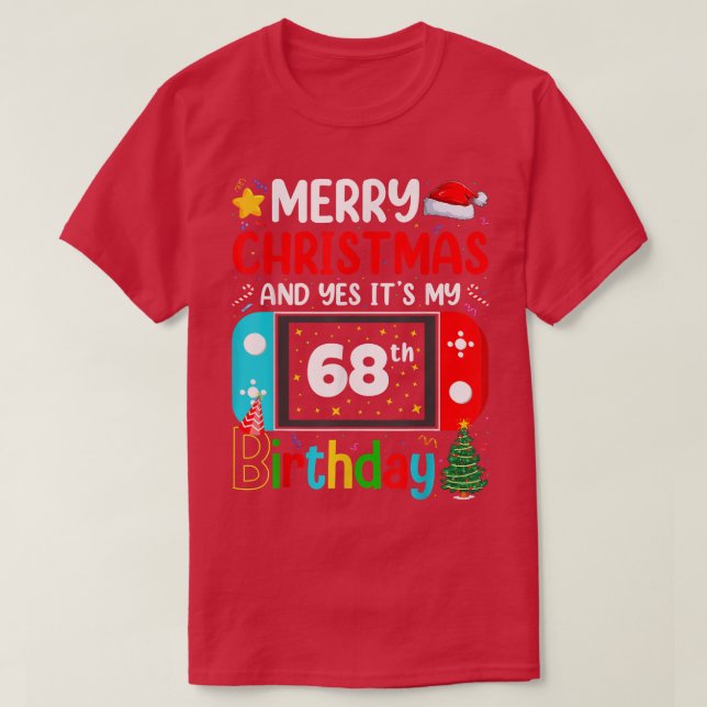 Camiseta Vídeo Jogo Feliz Natal Sim É o meu 68º  (Frente do Design)