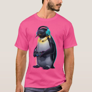 Camiseta Vídeo Jogos de Animais de Penguins Engraçados Peng