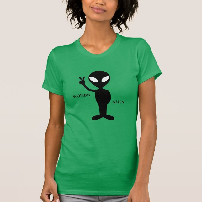 Camiseta Vídeo-pescoço feminino com logotipo de Alienígena  (Frente)