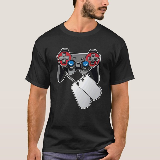 Camiseta Videogame Controlador de Cachorros Veteranos Dia L (Frente)