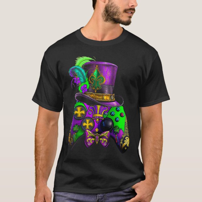 Camiseta Videogame Matrícula Mardi Gras Controlador E espor (Frente)