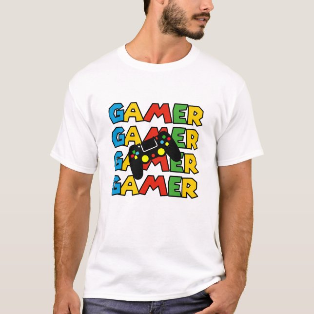 Camiseta "Videogames Addictos" Engraçado Jogador Tee (Frente)