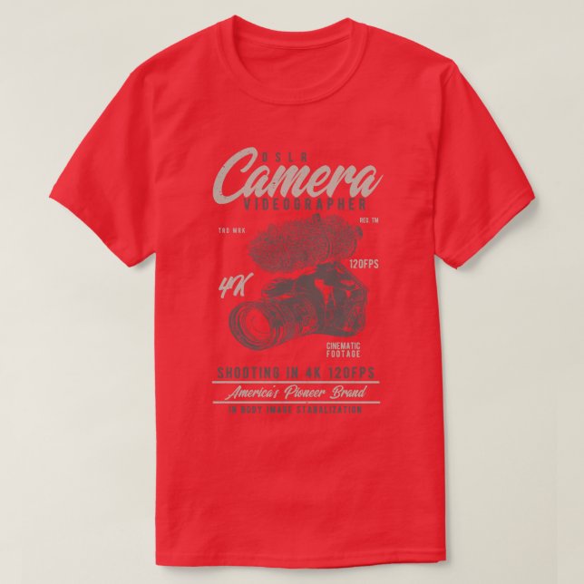 Camiseta Videógrafo da câmera DSLR (Frente do Design)
