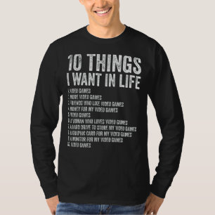 Camiseta Videos games 10 Coisas Que Quero No Jogador 1