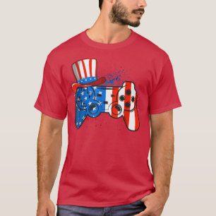 Camiseta Videos games 4 De Julho De American Flag Boys Mens