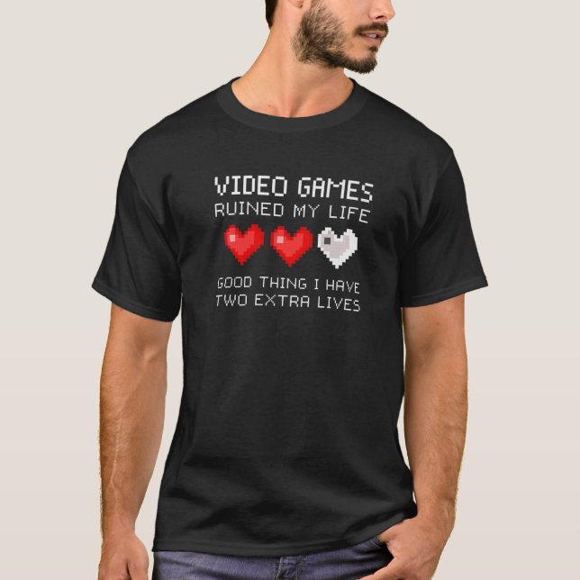 Camiseta Videos games arruinaram minha vida - Console de ví (Frente)