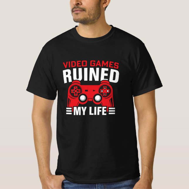 Camiseta Videos games Arruinaram minha vida, Gamers Life (Frente)