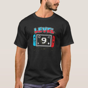 Camiseta videos games De 9 Anos Jogos Nível 9 Aniversário B