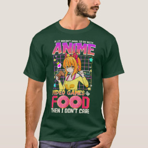 Camiseta Videos games de anime ou Comida Não me importo com