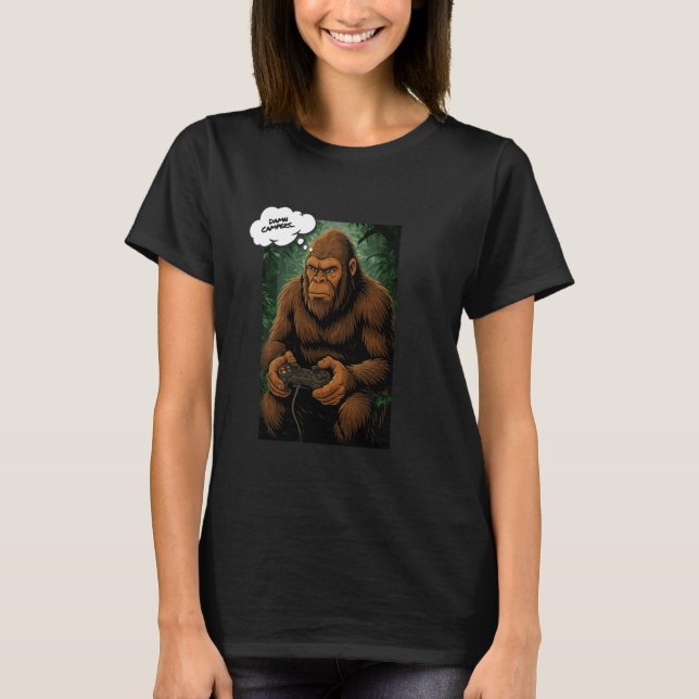 Camiseta Videos games De Pé Grande, Sasquatch Engraçado (Frente)