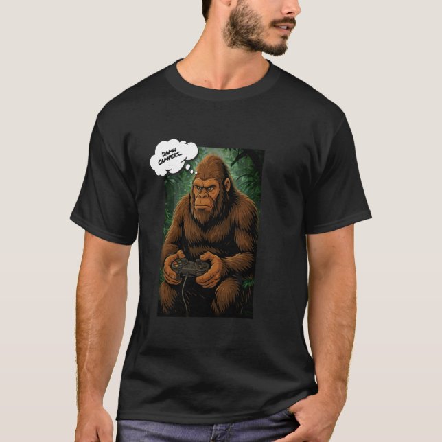 Camiseta Videos games De Pé Grande, Sasquatch Engraçado (Frente)