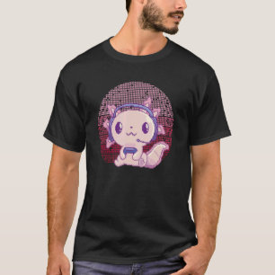 Camiseta Videos games de Reprodução de Peixes Axolotl Retro