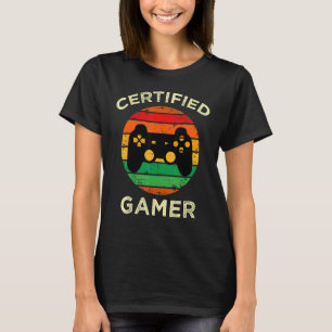 Camiseta Videos games Funny De Retrô De Gamer Certificados 