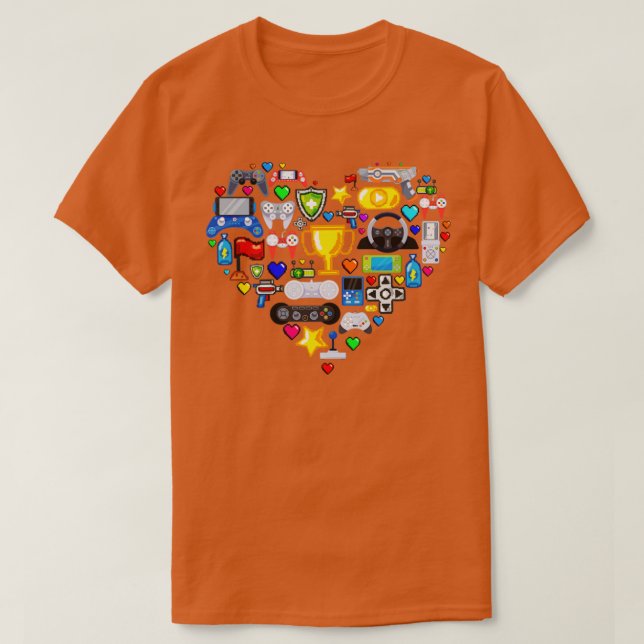 Camiseta Videos games Gamer Heart Shape Controller (Frente do Design)